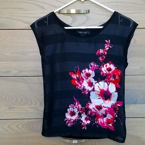 *DONATING SOON* WHBM Shadow Stripe Floral Tee